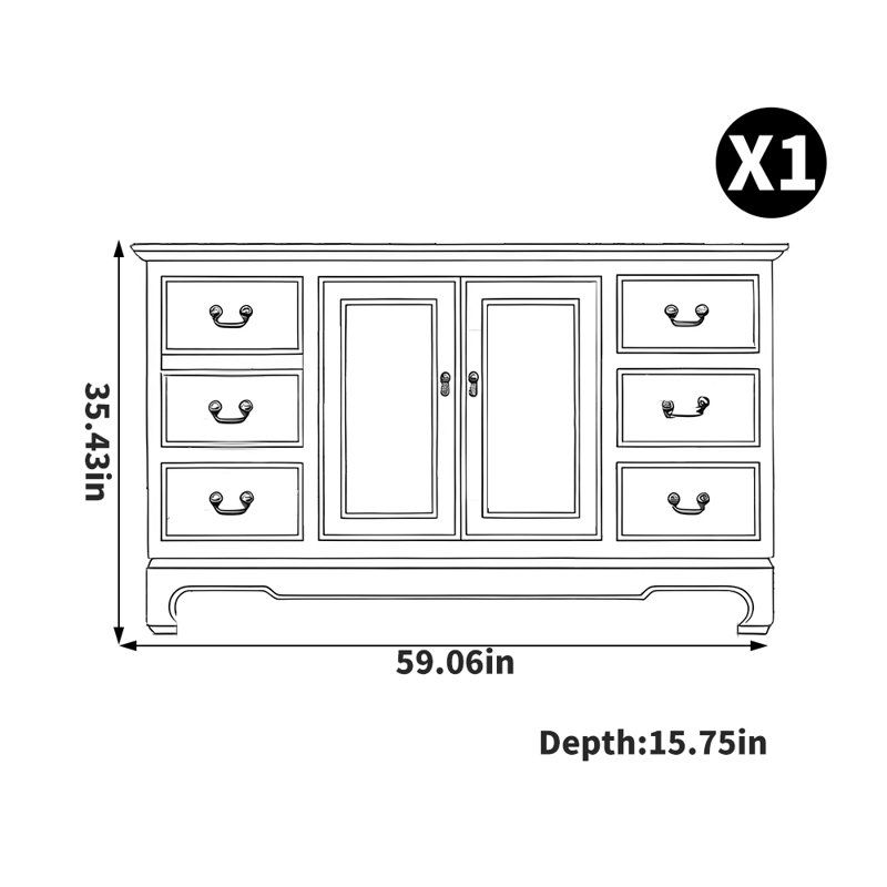 Meuble télé de luxe de style français, 59.06"