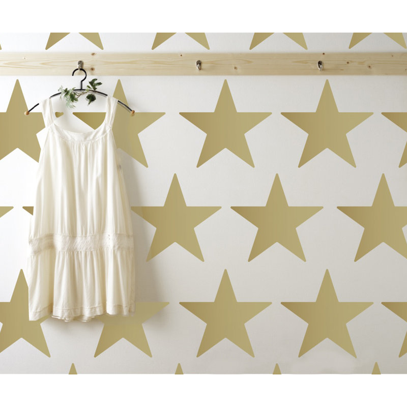 Décalcomanie murale étoiles americana, H 24 po x l 33 po x P 0,01 po, Or