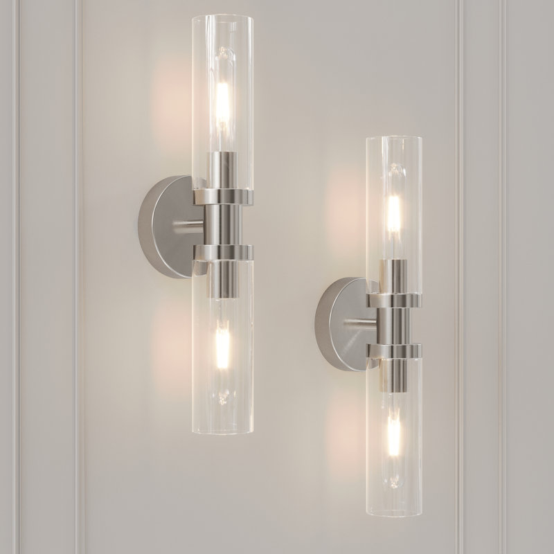 16.5" Rechargeable Wall Sconce with Remote and Bulb Included, Satin Nickel