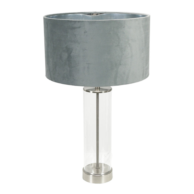 Ahedo Glass Table Lamp, Yes, Clear/Chrome Base/Grey/Chrome Shade
