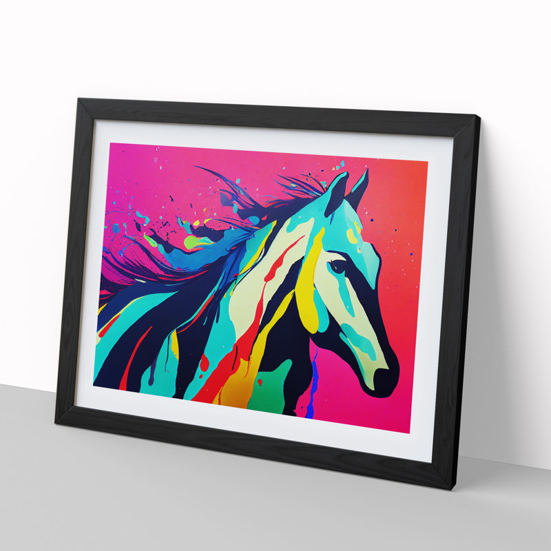 Horse Splash Vol.3 - Single Picture Frame Painting, Black, 46cm H x 64cm W x 2cm D