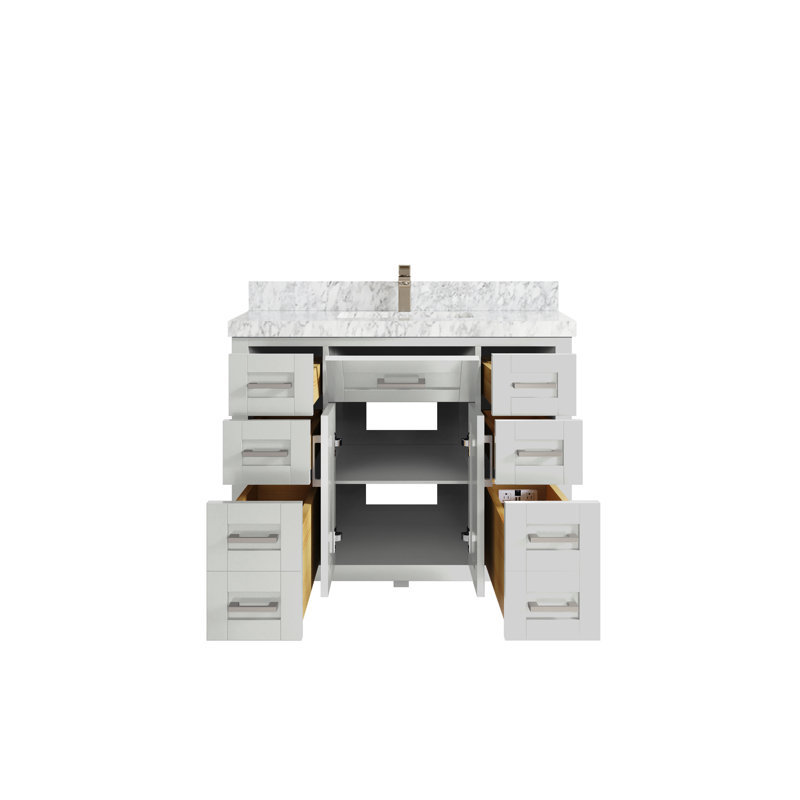 Ensemble de meuble-lavabo simple 42 po, Marbre de Carrare