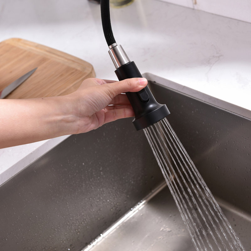 Robinet de cuisine rétractable à une main, Or brossé