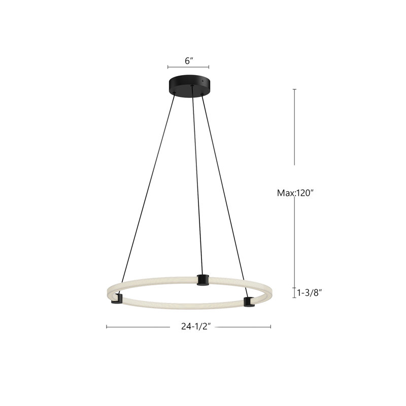 Bruni 1 - Light LED Pendant, Brushed Gold, 1.38" H x 24.5" W x 24.5" D