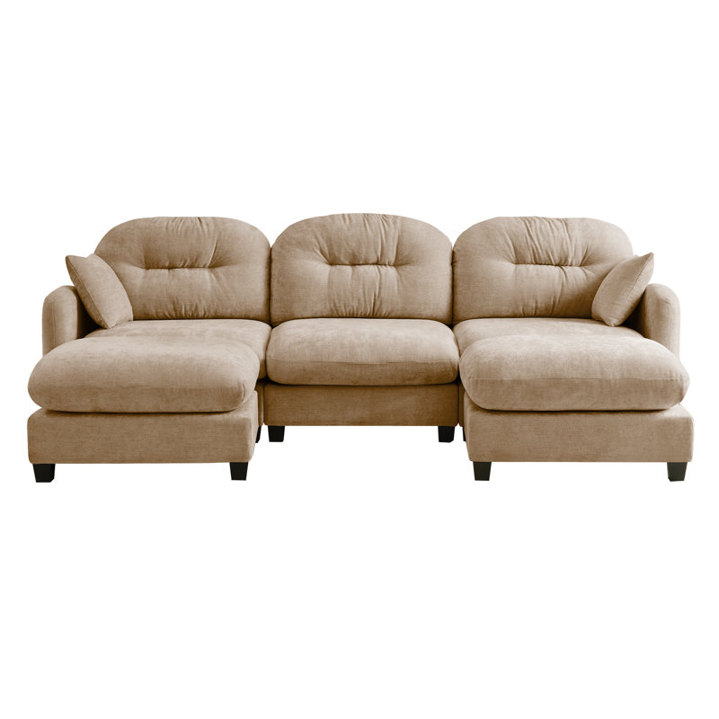 Modular Chenille  Sectional Sofa, Camel,  36.6" H x 107" W x 59.5" D