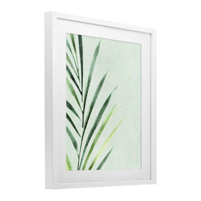 Palm Leaf Tropics Framed Print Under Glass, design by Camila Juncos