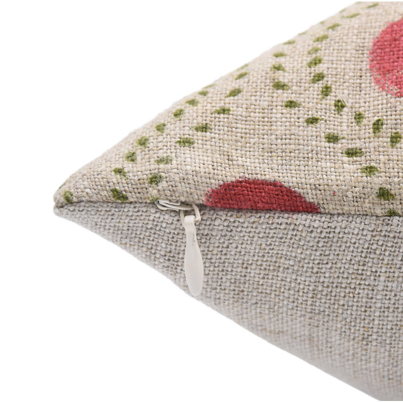 Coussin décoratif à motif de blocs de lin et de lit rouge Boho Fabividine, 22 po x 22 po