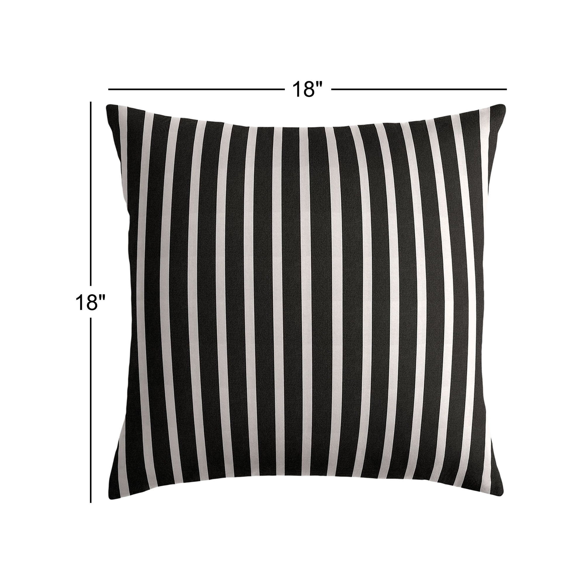 Sunbrella Shore Striped Indoor/Outdoor Throw Pillow, 18" x 18" x 6", Black