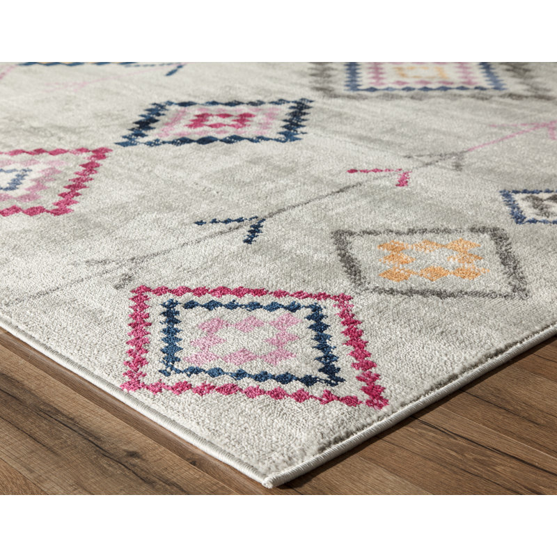 Tapis gris à motif tribal autochtone Spurgeon, Rectangle 4 pi x 6 pi