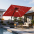 Parasol de patio en porte-à-faux 11 pi x 11 pi à DEL avec base en contrepoids