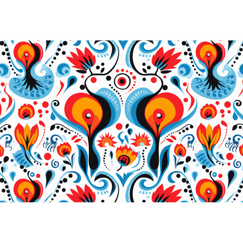 Machine Printed Throw Blanket, Throw, White/Blue/Red, Paisley