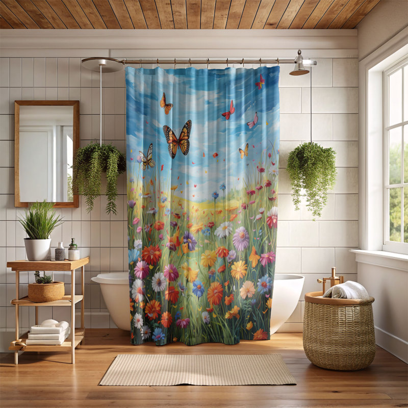 Fresh Bloom - Rideau de douche standard 1 pièce, H 74 po x l 40 po