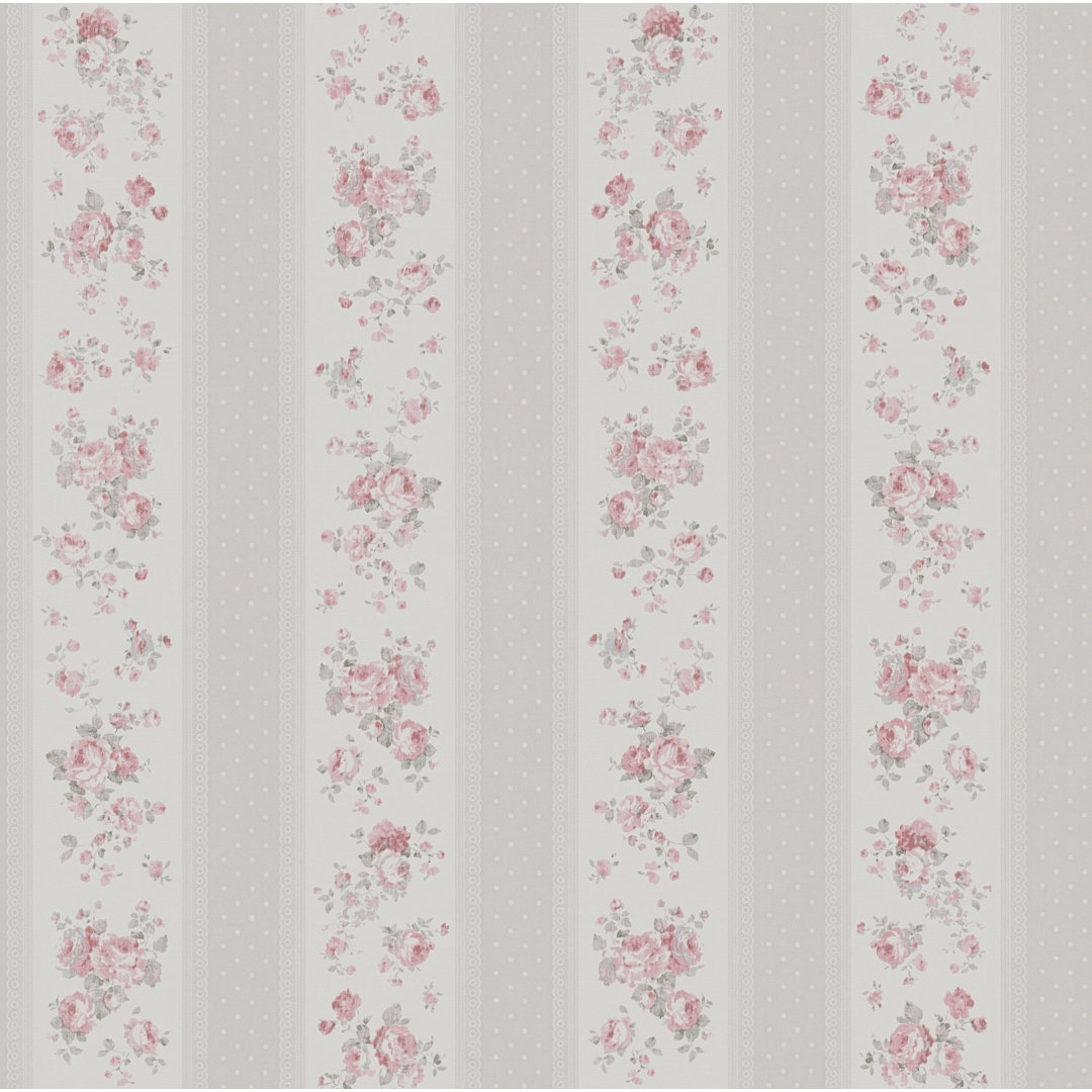 B&Q - Maison Charme Beige Vintage Rose Stripe Motif Wallpaper Roll - Image 3