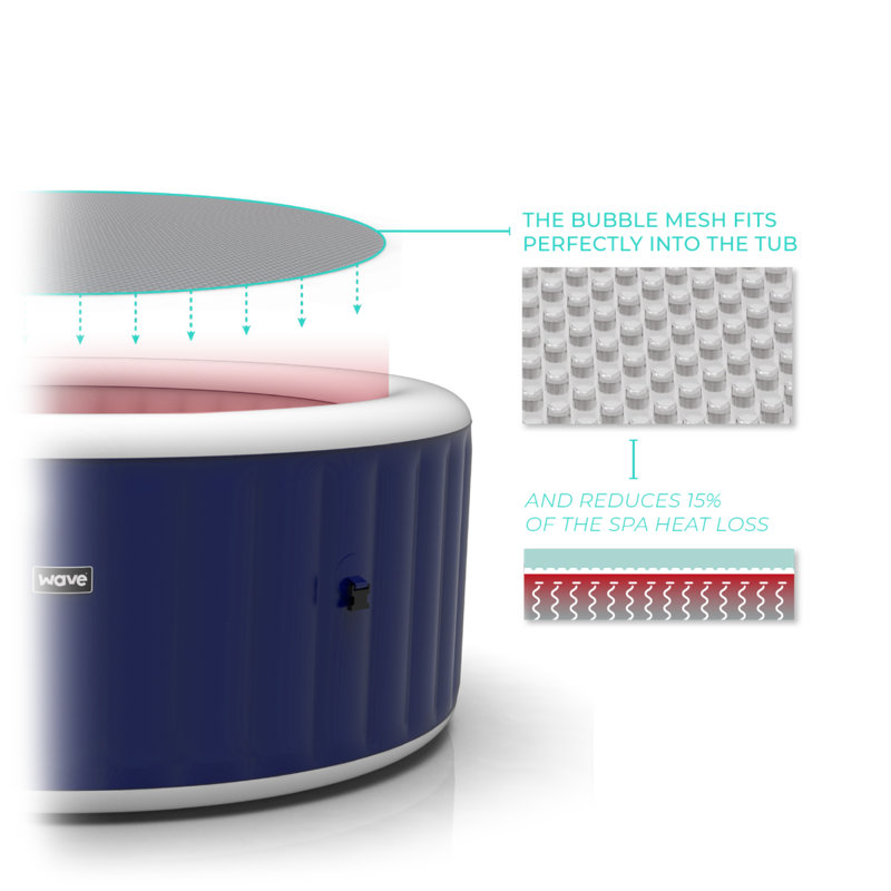 Wave Energy-Saving Hot Tub Eco Liner | Insulating Bubble Mat | Round 4-6 Person