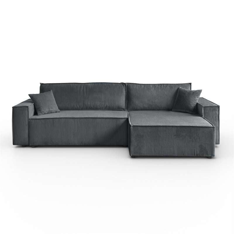 Raaya 4 Seater Corduroy Sofa Bed, Dark Grey