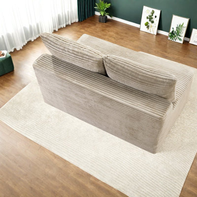 Compression Sofas, Camel Corduroy Compact Modern Loveseat for Small Home