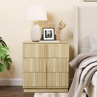 Table basse moderne 25,39 po à 3 tiroirs à rayures verticales, rétro et économique, convenant à la chambre à coucher, au salon et au bureau