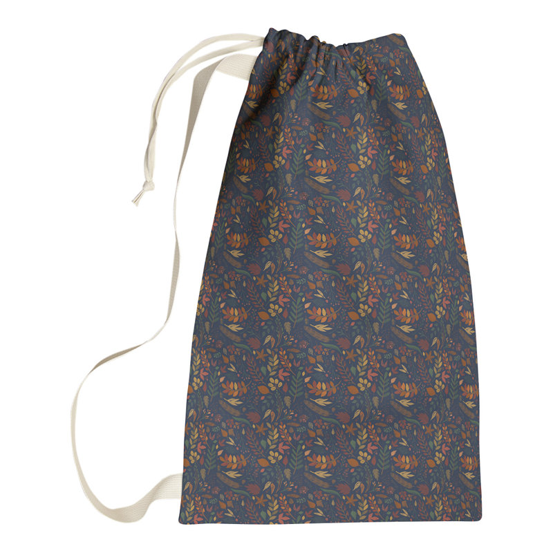 Fabric Laundry Bag with Handles, Small (29" H x 18" W x 1" D), Blue/Orange/Green