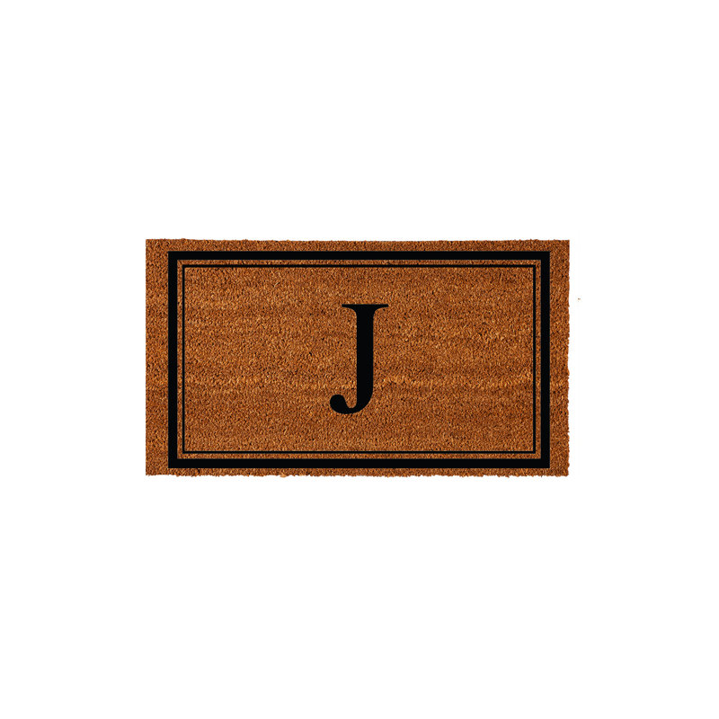 Niarcos 28" x 16" Non-Slip Monogram Coir Outdoor Door Mat, J