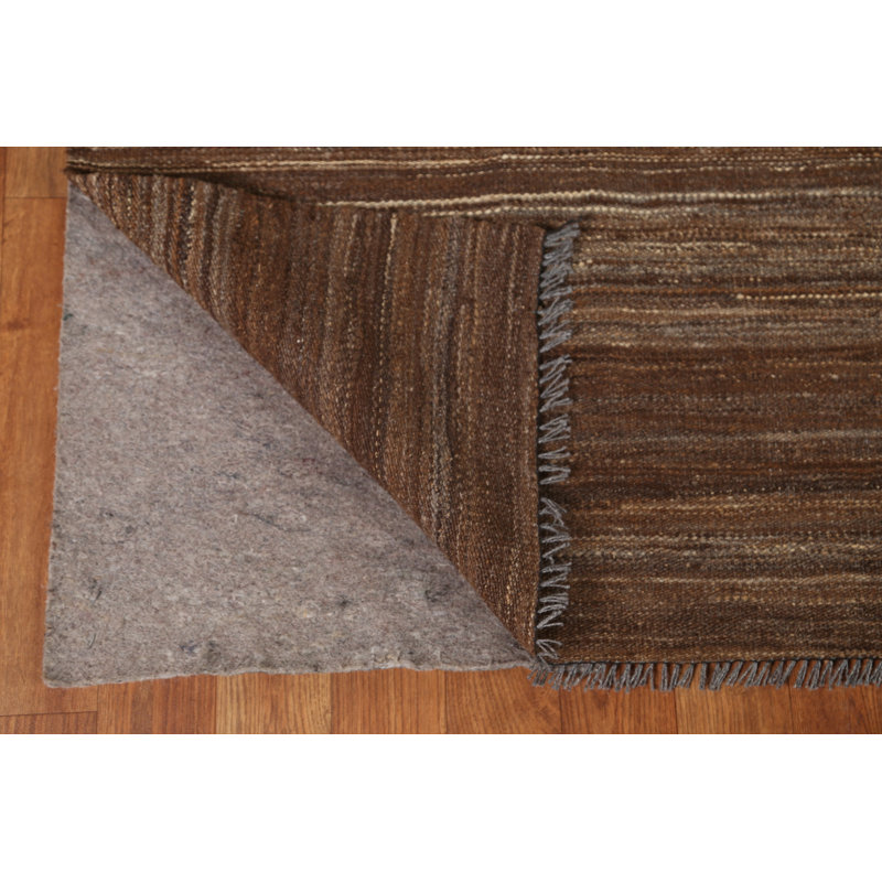 Tapis rayé en laine noué à la main et rectangulaire tissé à plat à la main 5 pi 9 po x 7 pi 5 po