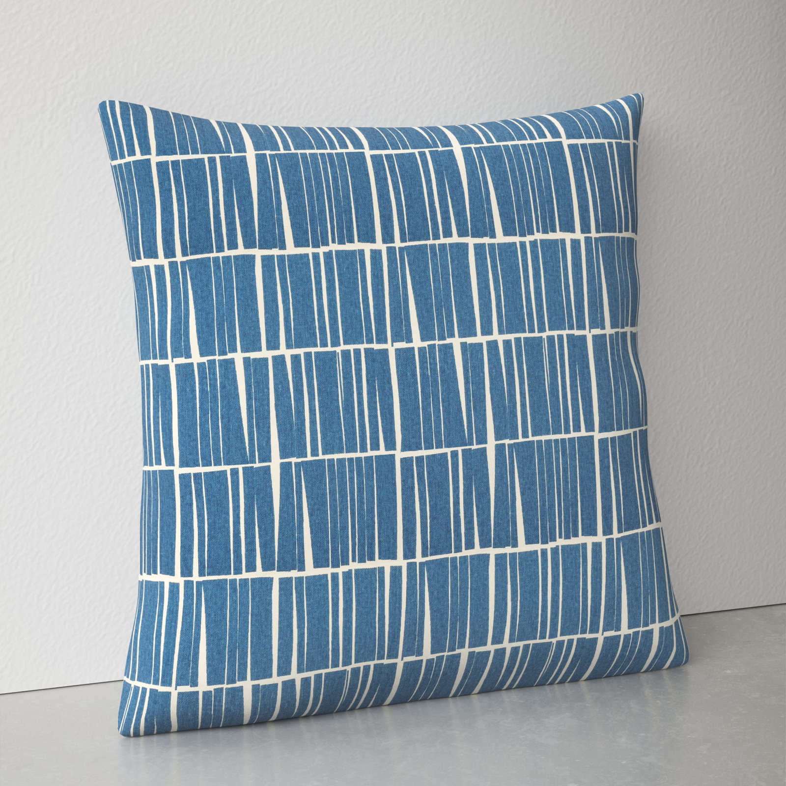 Barrone Cotton Throw Pillow, 18" x 18", Dark Blue/Beige