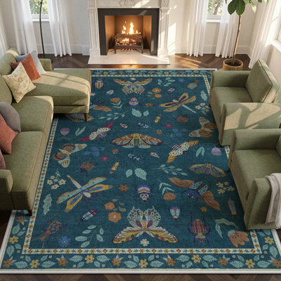 Tapis lavables à la machine Goldene pour animaux et insectes avec envers antidérapant pour le salon, la salle à manger et la chambre à coucher