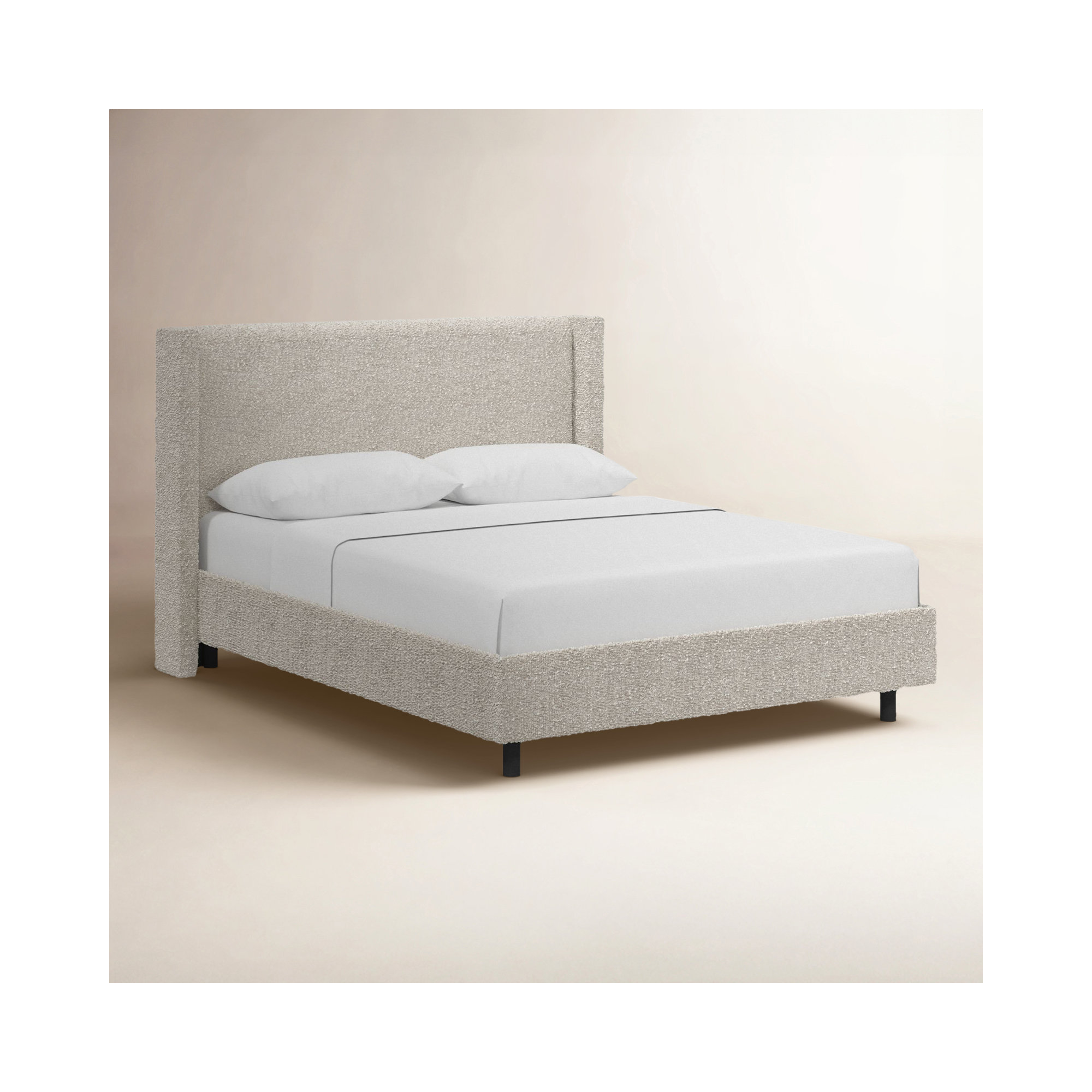 Hanson Upholstered Wingback Platform Bed, Classic Ivory Boucle, King