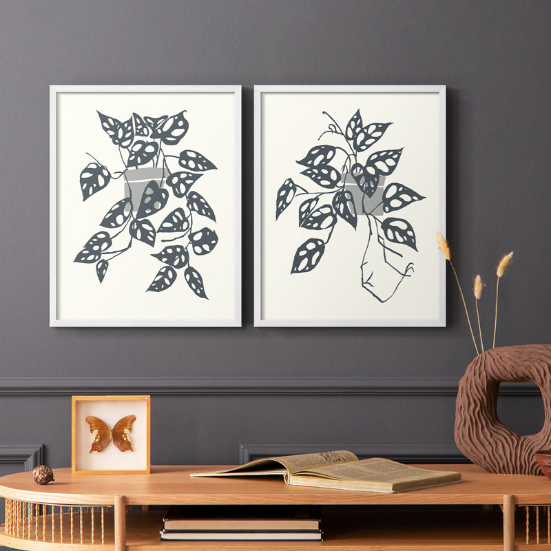 «Growing Leaves II», reproduction encadrée de qualité supérieure - prête à être accrochée - aucun clou requis - aucun clou requis