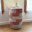 Senegalese Basket: Large Hamper Overlapping Stripes - Red