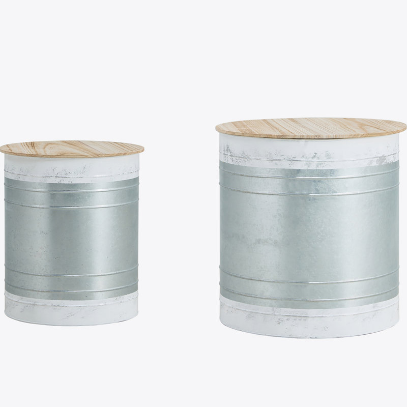 2 tables de rangement Gelacio Drum, Naturel