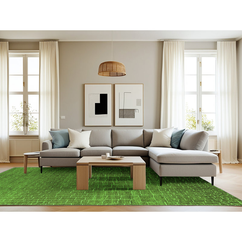 Harikishan Washable Geometric Indoor Rug, Rectangle 8' x 12'