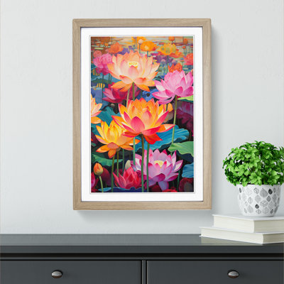 Lotus Flower Colour Field - Single Picture Frame Print on Wood