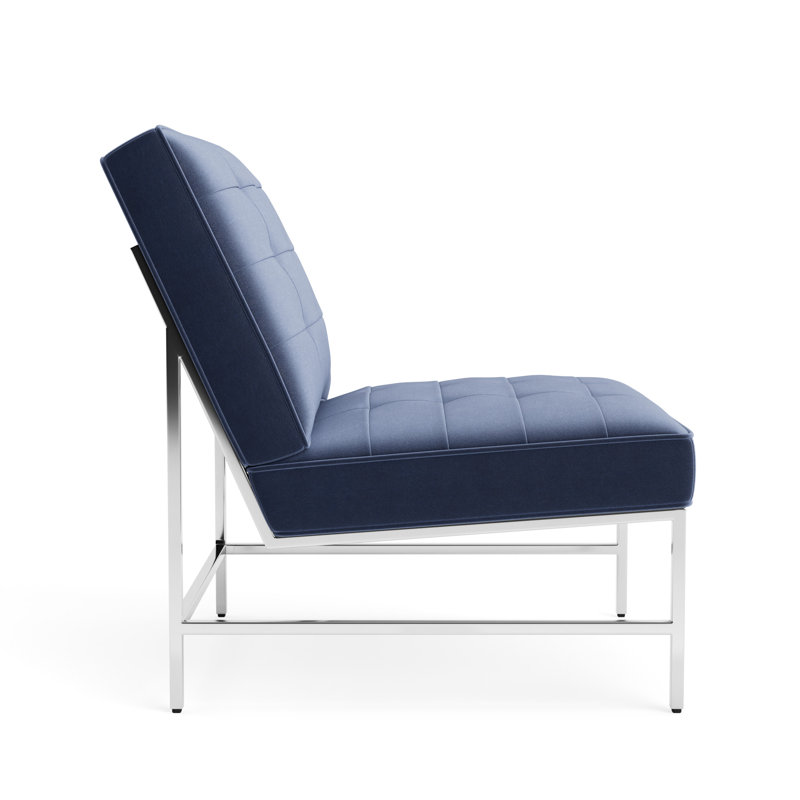 Major Chair, Performance Velvet - Indigo, Polished Stainless Steel