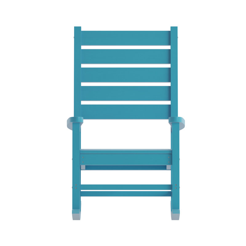 Chaise berçante d'extérieur en PEHD toutes saisons de qualité commerciale Maxance, Bleu