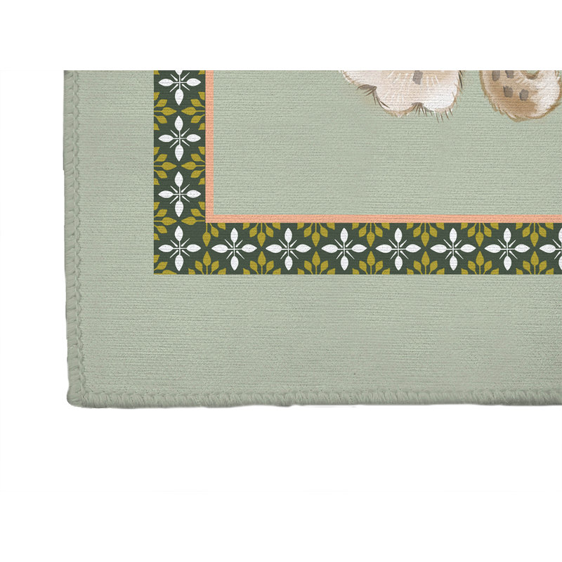Lil Lying Leopard Kids Play Mat, Rectangle 3' x 5', Sage