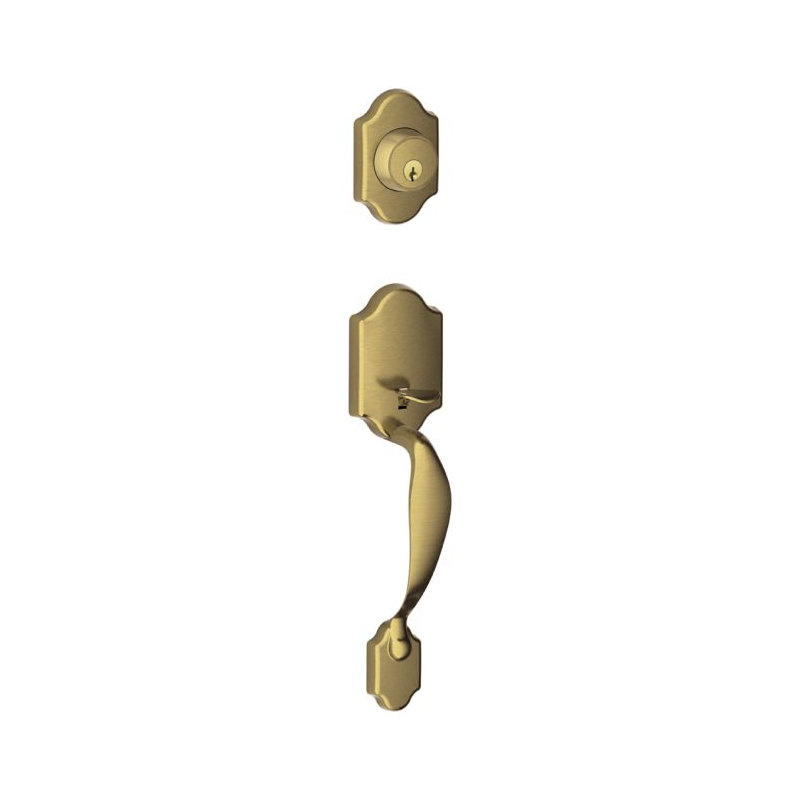 Exterior Portion Handleset and Deadbolt (Interior Portion Sold Separately), Antique Brass