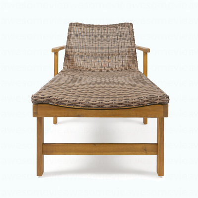 Modern WOOD + WICKER CHAISE LOUNGE