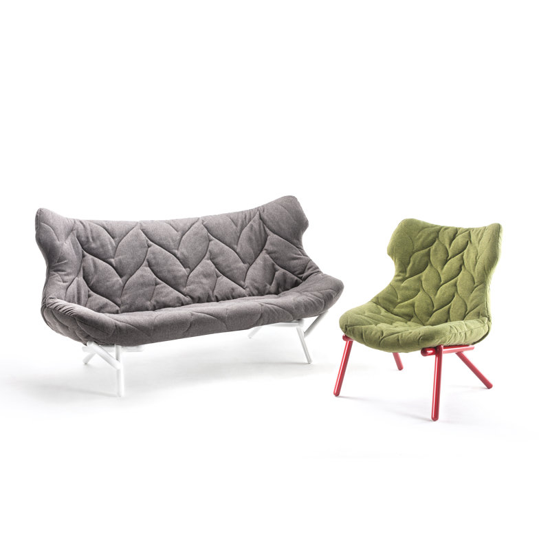 Foliage Loveseat, Gray Trevira™, White