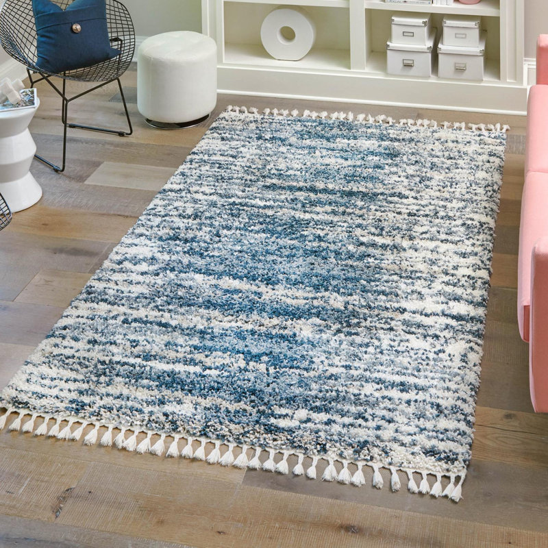 Tapis bleu / blanc Knupp, Rectangle de 10 pi x 14 pi