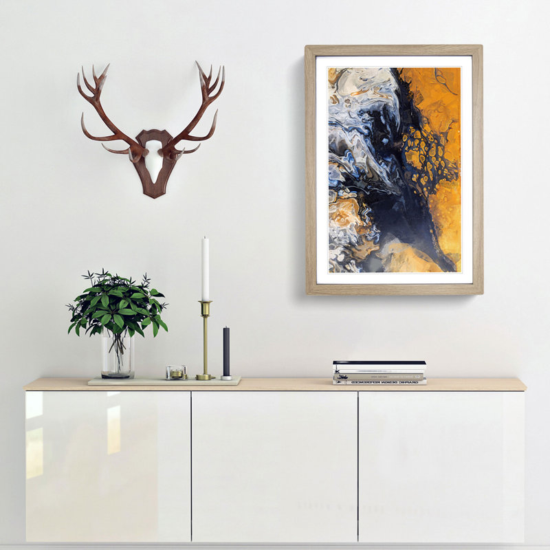 Heart for Life in Abstract - Picture Frame Graphic Art Print, 87cm H x 62cm W x 2cm D, Oak Framed
