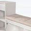 Banc de rangement pour hall d'entrée avec coussin, compartiments, tiroirs et tablettes ouvertes-2135647250