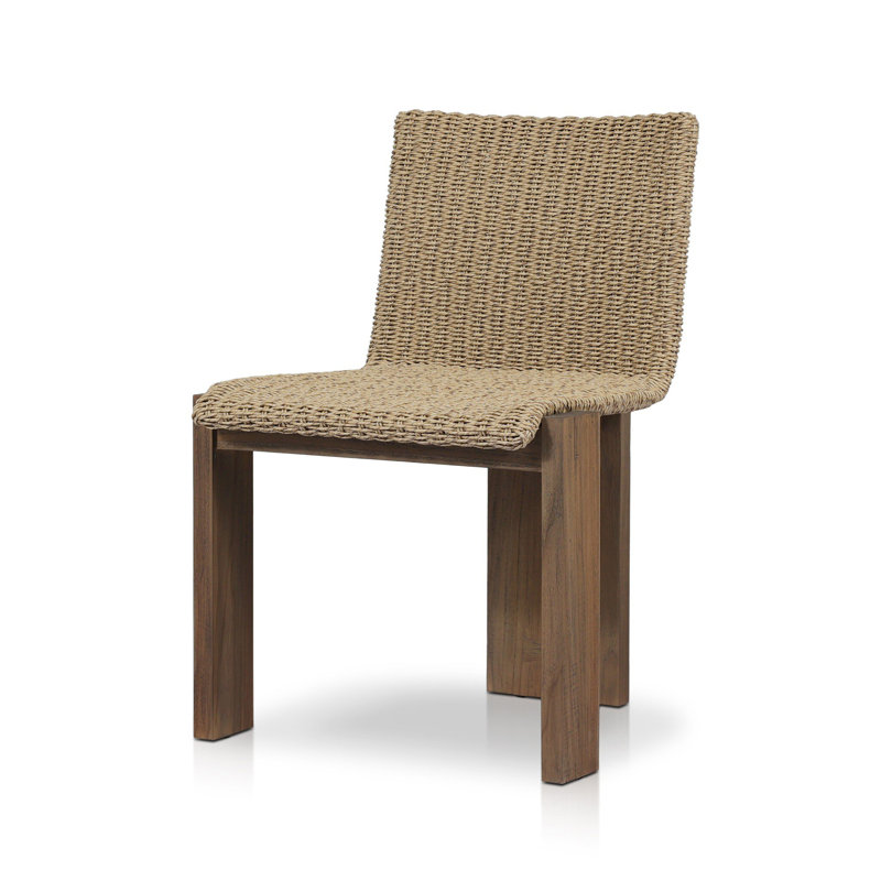 Chaise d'appoint de patio en teck Padme, Teinté brun grillé
