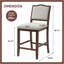 Ensemble de 2 tabourets de bar à hauteur de comptoir - 2 tabourets de bar rustiques avec structure en bois d'hévéa, dossier ergonomique, polyvalent pour îlot de cuisine, salle à manger, cerisier