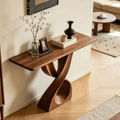 Modern-style solid wood console table.