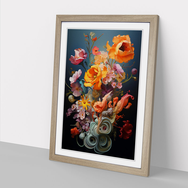 Floral Orphism - Framed Print, Oak Framed, 34cm H x 25cm W
