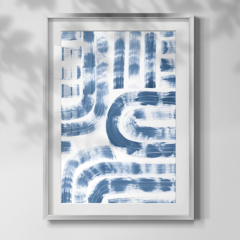 Dye Maze II, Papier avec cadre argenté, Blanc