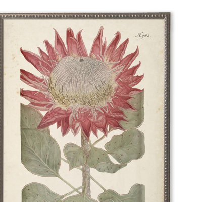 Fleur rouge dans un cadre perlé argenté