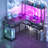 Chilmark L Shaped Desk with Hutch, LED Lights, Reversible Corner Desk with Power Outlet-540284342