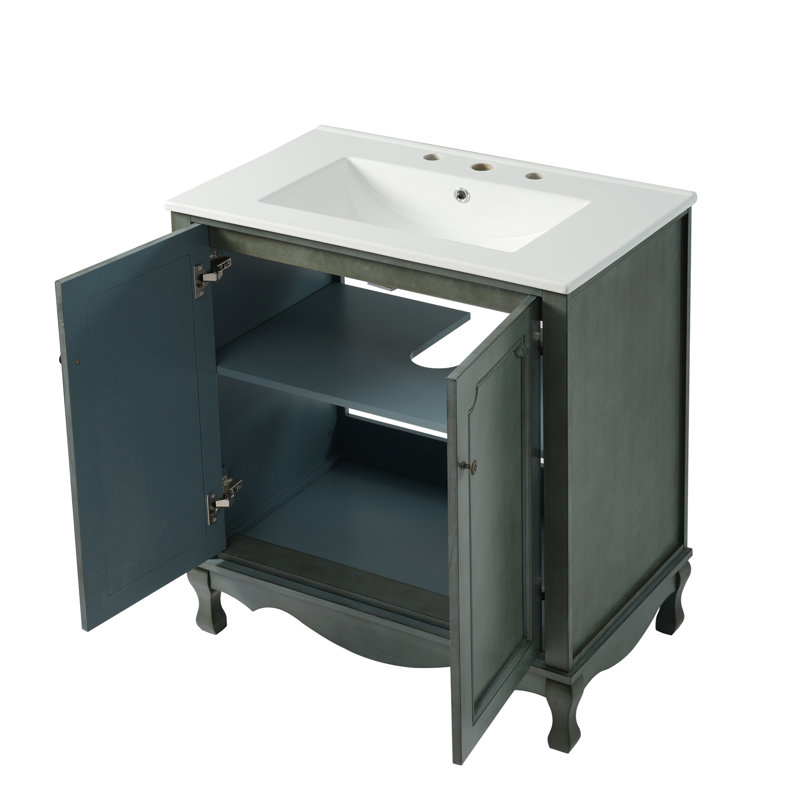Double Sinks Bathroom Vanity Set, Antique Blue Green/Teal
