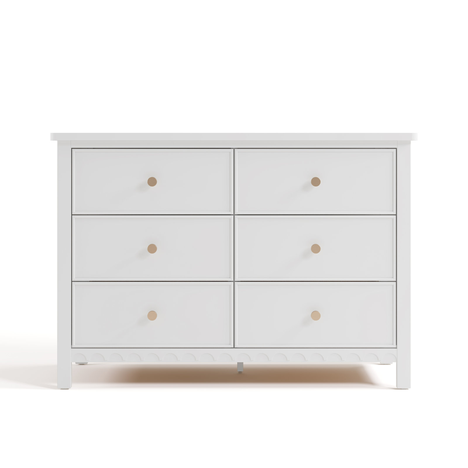 Sasha 6-Drawer Double Dresser, White